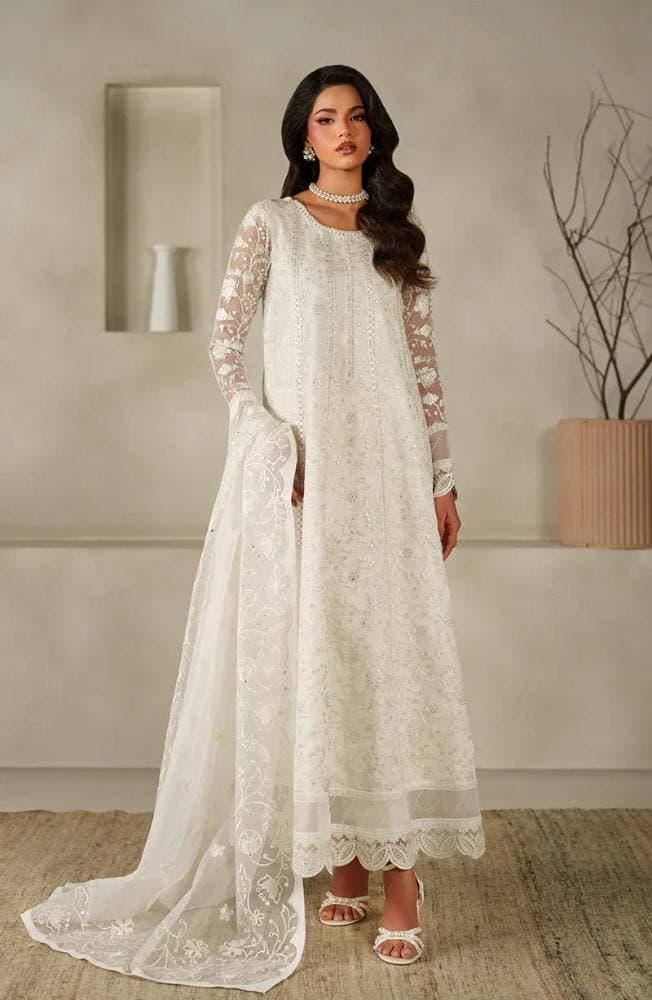 Zarif PK White Anarkali (ZE-MT-03 Sahil)